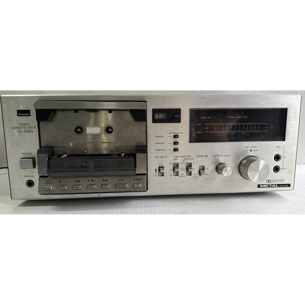 Sansui Cassette Tape Deck SC-3300 Vintage Untested Powers On For Parts or Repair